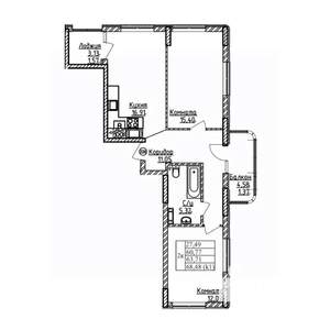 2-к квартира, вторичка, 64м2, 9/9 этаж
