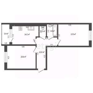 2-к квартира, вторичка, 75м2, 10/10 этаж