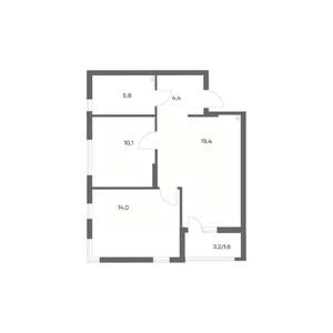 2-к квартира, строящийся дом, 55м2, 4/18 этаж