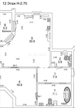 2-к квартира, вторичка, 75м2, 12/12 этаж