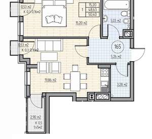 1-к квартира, вторичка, 50м2, 3/7 этаж