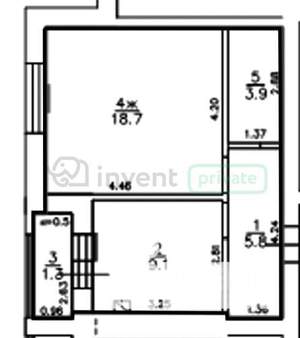 1-к квартира, вторичка, 38м2, 5/5 этаж