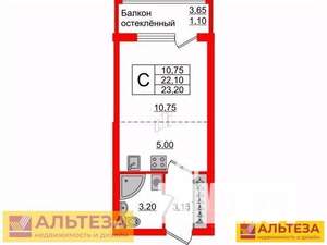 Студия квартира, сданный дом, 24м2, 3/16 этаж
