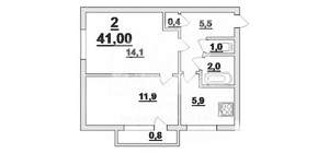 2-к квартира, вторичка, 41м2, 3/4 этаж