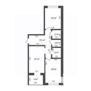 2-к квартира, вторичка, 74м2, 6/9 этаж