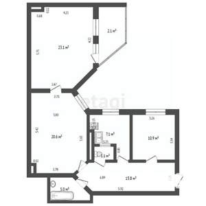 3-к квартира, вторичка, 80м2, 4/4 этаж