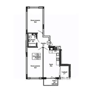 2-к квартира, вторичка, 64м2, 4/9 этаж