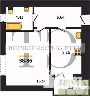 1-к квартира, вторичка, 39м2, 1/9 этаж