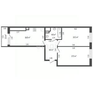 2-к квартира, вторичка, 63м2, 9/12 этаж