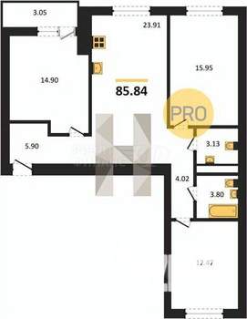2-к квартира, вторичка, 63м2, 2/8 этаж