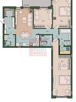 3-к квартира, вторичка, 117м2, 8/13 этаж