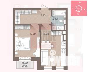 1-к квартира, вторичка, 41м2, 3/5 этаж