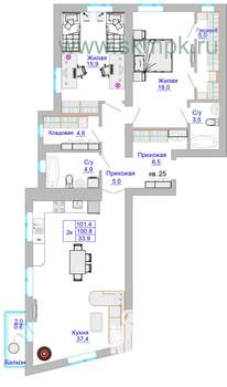 3-к квартира, вторичка, 101м2, 6/8 этаж