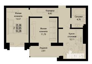 2-к квартира, вторичка, 53м2, 10/10 этаж