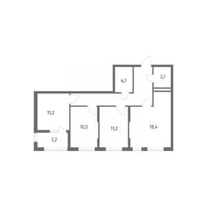 3-к квартира, строящийся дом, 75м2, 6/8 этаж