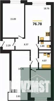 3-к квартира, вторичка, 77м2, 9/9 этаж