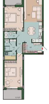 2-к квартира, вторичка, 82м2, 9/13 этаж