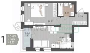 1-к квартира, вторичка, 42м2, 7/9 этаж