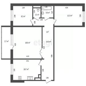 3-к квартира, вторичка, 72м2, 3/5 этаж