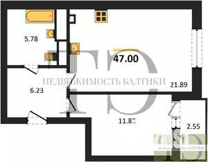 1-к квартира, вторичка, 47м2, 4/9 этаж