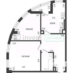 2-к квартира, вторичка, 62м2, 1/10 этаж