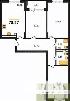3-к квартира, вторичка, 78м2, 6/9 этаж