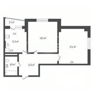 2-к квартира, вторичка, 65м2, 1/8 этаж