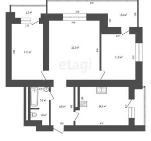 3-к квартира, вторичка, 88м2, 14/16 этаж