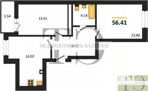 2-к квартира, вторичка, 56м2, 6/9 этаж