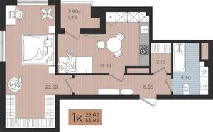 1-к квартира, вторичка, 54м2, 5/10 этаж