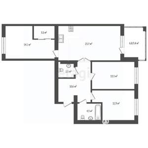 3-к квартира, вторичка, 91м2, 4/5 этаж