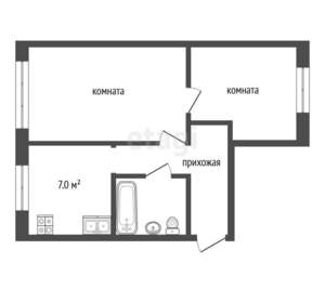 2-к квартира, вторичка, 46м2, 1/5 этаж