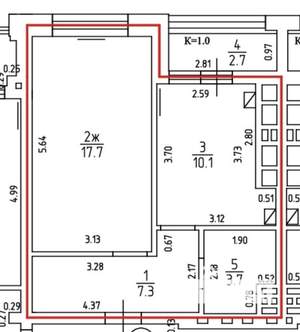 1-к квартира, вторичка, 39м2, 12/12 этаж