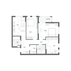 3-к квартира, строящийся дом, 79м2, 11/18 этаж