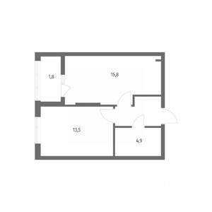 1-к квартира, строящийся дом, 40м2, 1/8 этаж