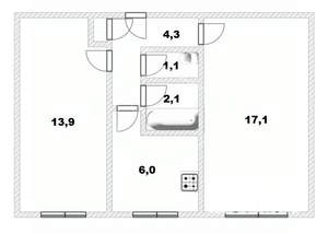 2-к квартира, вторичка, 47м2, 1/5 этаж