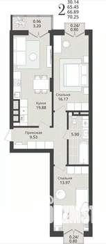 2-к квартира, вторичка, 67м2, 5/9 этаж