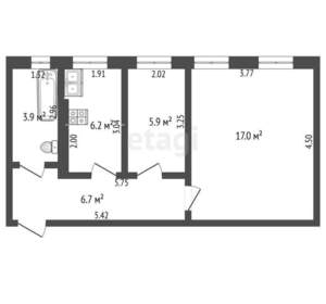 2-к квартира, вторичка, 40м2, 3/3 этаж