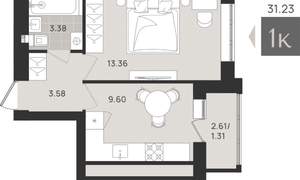 Студия квартира, вторичка, 31м2, 5/9 этаж