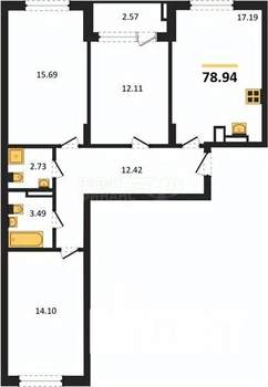 2-к квартира, вторичка, 67м2, 6/9 этаж