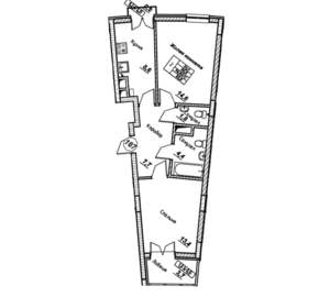2-к квартира, вторичка, 53м2, 3/7 этаж