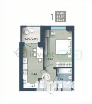 1-к квартира, сданный дом, 36м2, 1/4 этаж