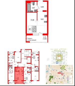 Студия квартира, вторичка, 29м2, 9/11 этаж