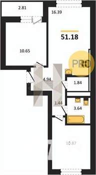 2-к квартира, вторичка, 51м2, 3/8 этаж
