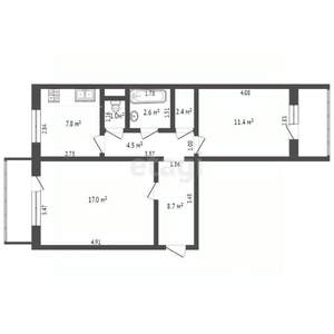 2-к квартира, вторичка, 50м2, 5/5 этаж