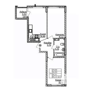 2-к квартира, строящийся дом, 59м2, 2/9 этаж