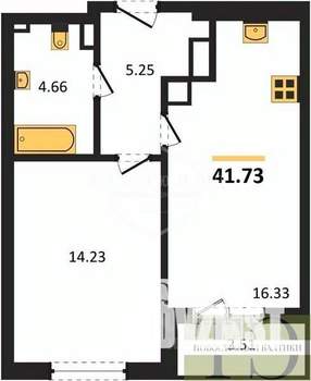 1-к квартира, вторичка, 42м2, 1/9 этаж