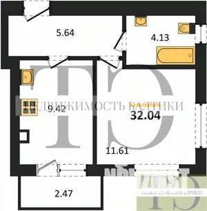 1-к квартира, вторичка, 32м2, 2/9 этаж