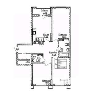 3-к квартира, строящийся дом, 84м2, 6/9 этаж
