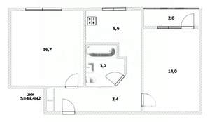 2-к квартира, вторичка, 49м2, 5/10 этаж